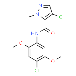 ChemSpider 2D Image | 4-Chloro-N-(4-chloro-2,5-dimethoxyphenyl)-1-methyl-1H-pyrazole-5-carboxamide | C13H13Cl2N3O3