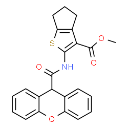 ChemSpider 2D Image | Methyl 2-[(9H-xanthen-9-ylcarbonyl)amino]-5,6-dihydro-4H-cyclopenta[b]thiophene-3-carboxylate | C23H19NO4S