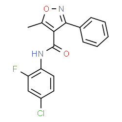 ChemSpider 2D Image | N-(4-Chloro-2-fluorophenyl)-5-methyl-3-phenyl-1,2-oxazole-4-carboxamide | C17H12ClFN2O2