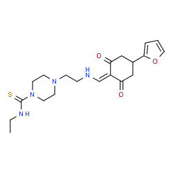 ChemSpider 2D Image | N-Ethyl-4-[2-({[4-(2-furyl)-2,6-dioxocyclohexylidene]methyl}amino)ethyl]-1-piperazinecarbothioamide | C20H28N4O3S
