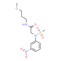 ChemSpider 2D Image | N-(3-Methoxypropyl)-N~2~-(methylsulfonyl)-N~2~-(3-nitrophenyl)glycinamide | C13H19N3O6S