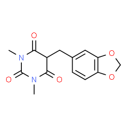 ChemSpider 2D Image | 5-Benzo[1,3]dioxol-5-ylmethyl-1,3-dimethyl-pyrimidine-2,4,6-trione | C14H14N2O5