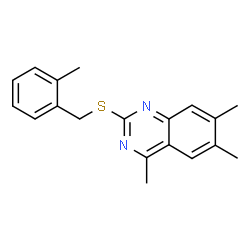 ChemSpider 2D Image | 4,6,7-Trimethyl-2-[(2-methylbenzyl)sulfanyl]quinazoline | C19H20N2S