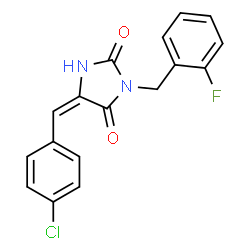 ChemSpider 2D Image | (5E)-5-(4-Chlorobenzylidene)-3-(2-fluorobenzyl)-2,4-imidazolidinedione | C17H12ClFN2O2