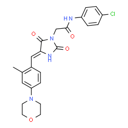 ChemSpider 2D Image | N-(4-Chlorophenyl)-2-{(4Z)-4-[2-methyl-4-(4-morpholinyl)benzylidene]-2,5-dioxo-1-imidazolidinyl}acetamide | C23H23ClN4O4