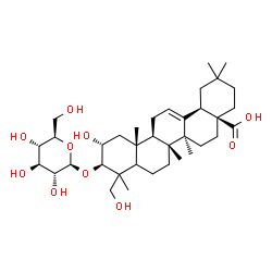 ChemSpider 2D Image | (2alpha,3beta,5xi,18alpha)-3-(beta-D-Glucopyranosyloxy)-2,23-dihydroxyolean-12-en-28-oic acid | C36H58O10
