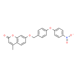 ChemSpider 2D Image | 4-Methyl-7-{[4-(4-nitrophenoxy)benzyl]oxy}-2H-chromen-2-one | C23H17NO6