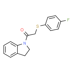ChemSpider 2D Image | 1-(2,3-Dihydro-indol-1-yl)-2-(4-fluoro-phenylsulfanyl)-ethanone | C16H14FNOS