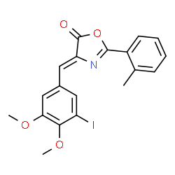 ChemSpider 2D Image | (4Z)-4-(3-Iodo-4,5-dimethoxybenzylidene)-2-(2-methylphenyl)-1,3-oxazol-5(4H)-one | C19H16INO4