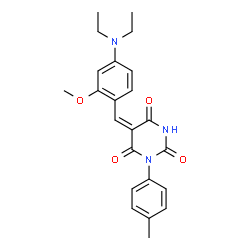 ChemSpider 2D Image | (5E)-5-[4-(Diethylamino)-2-methoxybenzylidene]-1-(4-methylphenyl)-2,4,6(1H,3H,5H)-pyrimidinetrione | C23H25N3O4