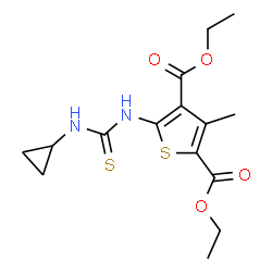 ChemSpider 2D Image | Diethyl 5-[(cyclopropylcarbamothioyl)amino]-3-methyl-2,4-thiophenedicarboxylate | C15H20N2O4S2