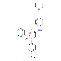 ChemSpider 2D Image | N-[4-(Diethylsulfamoyl)phenyl]-N~2~-(4-methoxyphenyl)-N~2~-(phenylsulfonyl)glycinamide | C25H29N3O6S2
