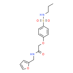 ChemSpider 2D Image | N-(2-Furylmethyl)-2-[4-(propylsulfamoyl)phenoxy]acetamide | C16H20N2O5S
