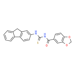 ChemSpider 2D Image | N-(9H-Fluoren-2-ylcarbamothioyl)-1,3-benzodioxole-5-carboxamide | C22H16N2O3S