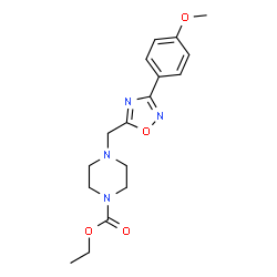 ChemSpider 2D Image | Ethyl 4-{[3-(4-methoxyphenyl)-1,2,4-oxadiazol-5-yl]methyl}-1-piperazinecarboxylate | C17H22N4O4