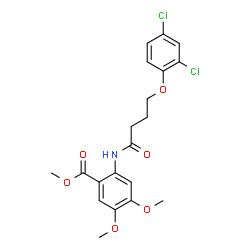 ChemSpider 2D Image | Methyl 2-{[4-(2,4-dichlorophenoxy)butanoyl]amino}-4,5-dimethoxybenzoate | C20H21Cl2NO6