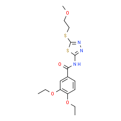 ChemSpider 2D Image | 3,4-Diethoxy-N-{5-[(2-methoxyethyl)sulfanyl]-1,3,4-thiadiazol-2-yl}benzamide | C16H21N3O4S2