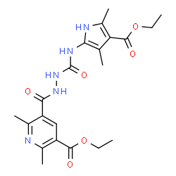 ChemSpider 2D Image | Ethyl 5-[(2-{[4-(ethoxycarbonyl)-3,5-dimethyl-1H-pyrrol-2-yl]carbamoyl}hydrazino)carbonyl]-2,6-dimethylnicotinate | C21H27N5O6