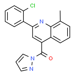ChemSpider 2D Image | [2-(2-Chlorophenyl)-8-methyl-4-quinolinyl](1H-pyrazol-1-yl)methanone | C20H14ClN3O