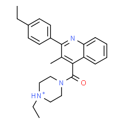 ChemSpider 2D Image | 1-Ethyl-4-{[2-(4-ethylphenyl)-3-methyl-4-quinolinyl]carbonyl}piperazin-1-ium | C25H30N3O