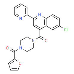ChemSpider 2D Image | [6-Chloro-2-(2-pyridinyl)-4-quinolinyl][4-(2-furoyl)-1-piperazinyl]methanone | C24H19ClN4O3