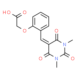 ChemSpider 2D Image | {2-[(1,3-Dimethyl-2,4,6-trioxotetrahydro-5(2H)-pyrimidinylidene)methyl]phenoxy}acetic acid | C15H14N2O6