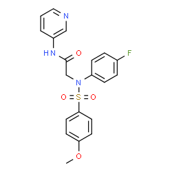 ChemSpider 2D Image | N~2~-(4-Fluorophenyl)-N~2~-[(4-methoxyphenyl)sulfonyl]-N-3-pyridinylglycinamide | C20H18FN3O4S