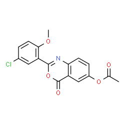 ChemSpider 2D Image | 2-(5-Chloro-2-methoxyphenyl)-4-oxo-4H-3,1-benzoxazin-6-yl acetate | C17H12ClNO5