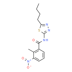 ChemSpider 2D Image | N-(5-Butyl-1,3,4-thiadiazol-2-yl)-2-methyl-3-nitrobenzamide | C14H16N4O3S