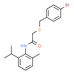 ChemSpider 2D Image | 2-[(4-Bromobenzyl)sulfanyl]-N-(2-isopropyl-6-methylphenyl)acetamide | C19H22BrNOS