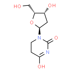 ChemSpider 2D Image | 1-(2-Deoxy-alpha-D-threo-pentofuranosyl)dihydro-2,4(1H,3H)-pyrimidinedione | C9H14N2O5