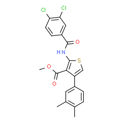 ChemSpider 2D Image | Methyl 2-[(3,4-dichlorobenzoyl)amino]-4-(3,4-dimethylphenyl)-3-thiophenecarboxylate | C21H17Cl2NO3S