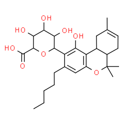 ChemSpider 2D Image | 2,6-Anhydro-6-(1-hydroxy-6,6,9-trimethyl-3-pentyl-6a,7,10,10a-tetrahydro-6H-benzo[c]chromen-2-yl)hexonic acid | C27H38O8