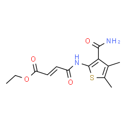 ChemSpider 2D Image | Ethyl (2E)-4-[(3-carbamoyl-4,5-dimethyl-2-thienyl)amino]-4-oxo-2-butenoate | C13H16N2O4S