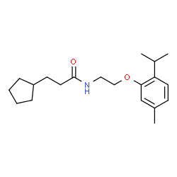 ChemSpider 2D Image | 3-Cyclopentyl-N-[2-(2-isopropyl-5-methylphenoxy)ethyl]propanamide | C20H31NO2