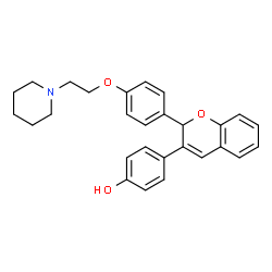 ChemSpider 2D Image | 4-(2-{4-[2-(1-Piperidinyl)ethoxy]phenyl}-2H-chromen-3-yl)phenol | C28H29NO3