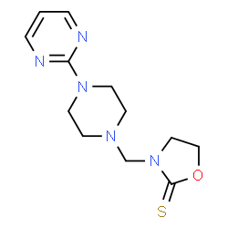 ChemSpider 2D Image | 3-{[4-(2-Pyrimidinyl)-1-piperazinyl]methyl}-1,3-oxazolidine-2-thione | C12H17N5OS