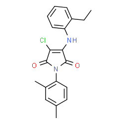 ChemSpider 2D Image | 3-Chloro-1-(2,4-dimethylphenyl)-4-[(2-ethylphenyl)amino]-1H-pyrrole-2,5-dione | C20H19ClN2O2