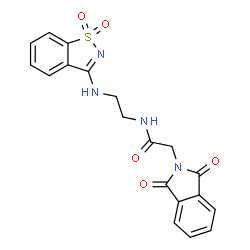 ChemSpider 2D Image | N-{2-[(1,1-Dioxido-1,2-benzothiazol-3-yl)amino]ethyl}-2-(1,3-dioxo-1,3-dihydro-2H-isoindol-2-yl)acetamide | C19H16N4O5S
