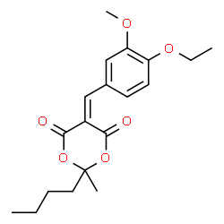 ChemSpider 2D Image | 2-Butyl-5-(4-ethoxy-3-methoxybenzylidene)-2-methyl-1,3-dioxane-4,6-dione | C19H24O6
