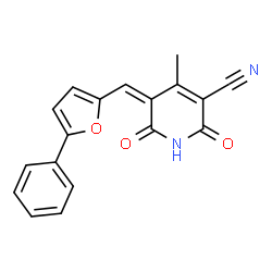 ChemSpider 2D Image | (5Z)-2-Hydroxy-4-methyl-6-oxo-5-[(5-phenyl-2-furyl)methylene]-5,6-dihydropyridine-3-carbonitrile | C18H12N2O3
