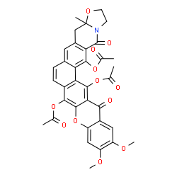 ChemSpider 2D Image | 11,12-Dimethoxy-3a-methyl-14,17-dioxo-1,2,3a,4,14,17-hexahydrochromeno[2',3':6,7]naphtho[2,1-g][1,3]oxazolo[3,2-b]isoquinoline-8,15,16-triyl triacetate | C35H29NO12
