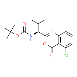 ChemSpider 2D Image | 2-Methyl-2-propanyl [(1S)-1-(5-chloro-4-oxo-4H-3,1-benzoxazin-2-yl)-2-methylpropyl]carbamate | C17H21ClN2O4