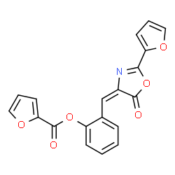 ChemSpider 2D Image | 2-{(E)-[2-(2-Furyl)-5-oxo-1,3-oxazol-4(5H)-ylidene]methyl}phenyl 2-furoate | C19H11NO6