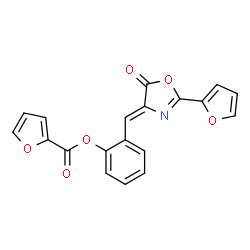 ChemSpider 2D Image | 2-{(Z)-[2-(2-Furyl)-5-oxo-1,3-oxazol-4(5H)-ylidene]methyl}phenyl 2-furoate | C19H11NO6
