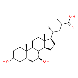 ChemSpider 2D Image | (4R)-4-[(3R,5S,7S,8R,9S,10S,13R,14S,17R)-3,7-Dihydroxy-10,13-dimethylhexadecahydro-1H-cyclopenta[a]phenanthren-17-yl]-2-methylpentanoic acid | C25H42O4