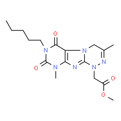 ChemSpider 2D Image | Methyl (3,9-dimethyl-6,8-dioxo-7-pentyl-6,7,8,9-tetrahydro[1,2,4]triazino[3,4-f]purin-1(4H)-yl)acetate | C17H24N6O4