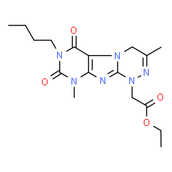 ChemSpider 2D Image | Ethyl (7-butyl-3,9-dimethyl-6,8-dioxo-6,7,8,9-tetrahydro[1,2,4]triazino[3,4-f]purin-1(4H)-yl)acetate | C17H24N6O4