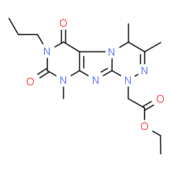 ChemSpider 2D Image | Ethyl (3,4,9-trimethyl-6,8-dioxo-7-propyl-6,7,8,9-tetrahydro[1,2,4]triazino[3,4-f]purin-1(4H)-yl)acetate | C17H24N6O4