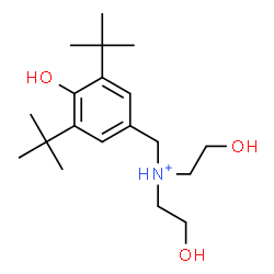 ChemSpider 2D Image | 2-Hydroxy-N-[4-hydroxy-3,5-bis(2-methyl-2-propanyl)benzyl]-N-(2-hydroxyethyl)ethanaminium | C19H34NO3